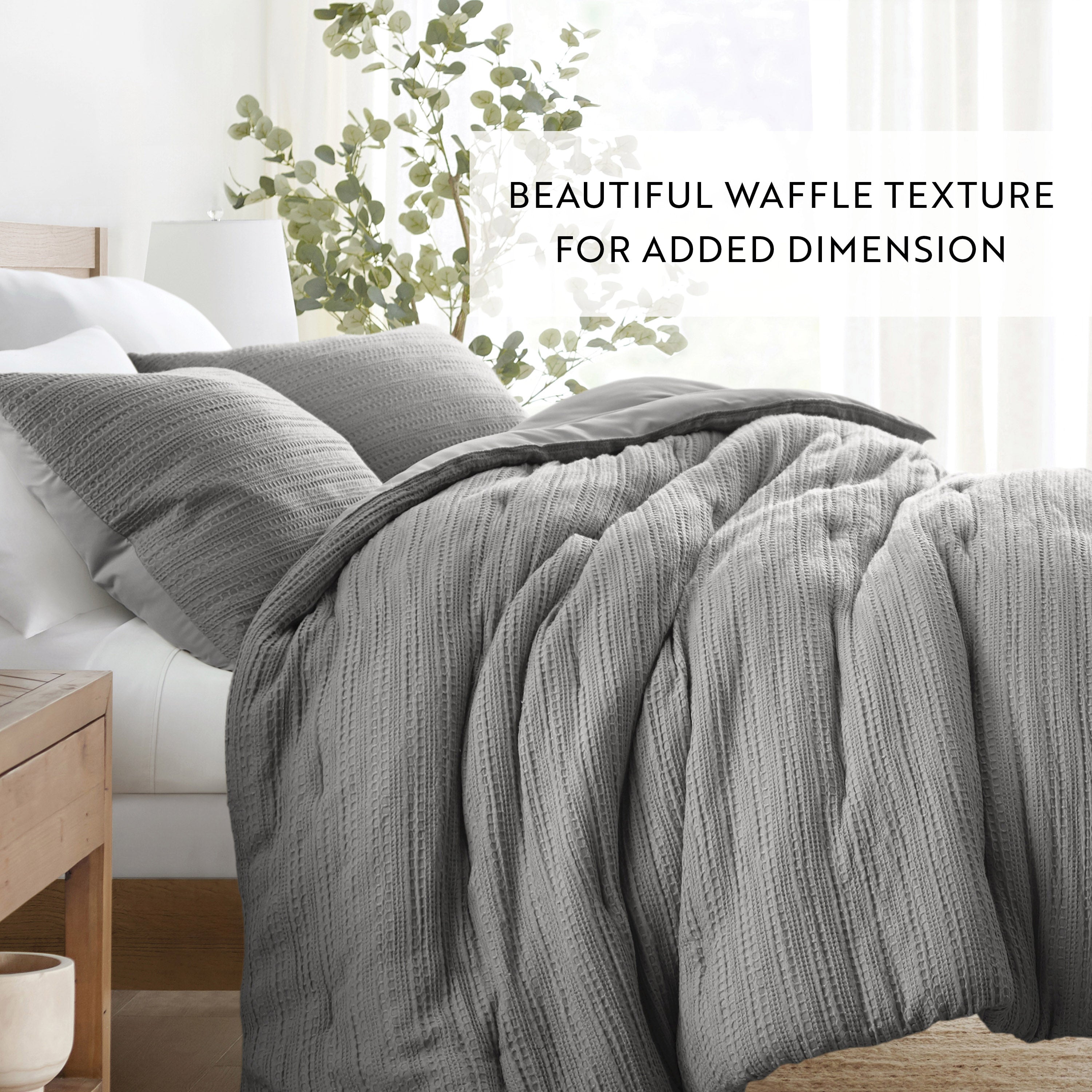 Waffle Textured Comforter Set - Soft & Breathable Bedding Collection for All Seasons | Perfect for Cozy Bedrooms, Guest Rooms & Dorm Decor