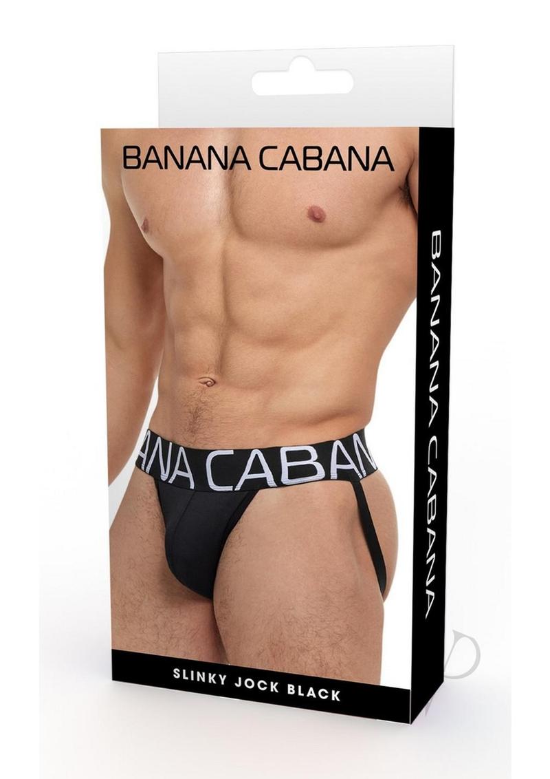 Banana Cabana Jock Strap for Men - Size S/M - Black - Comfortable & Supportive Underwear for Sports & Workout