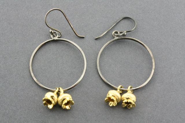 22Kt Gold & Oxidized Sterling Silver Francesca Earrings – Elegant Dangle Hoop Earrings for Women, Perfect for Parties, Weddings & Everyday Wear