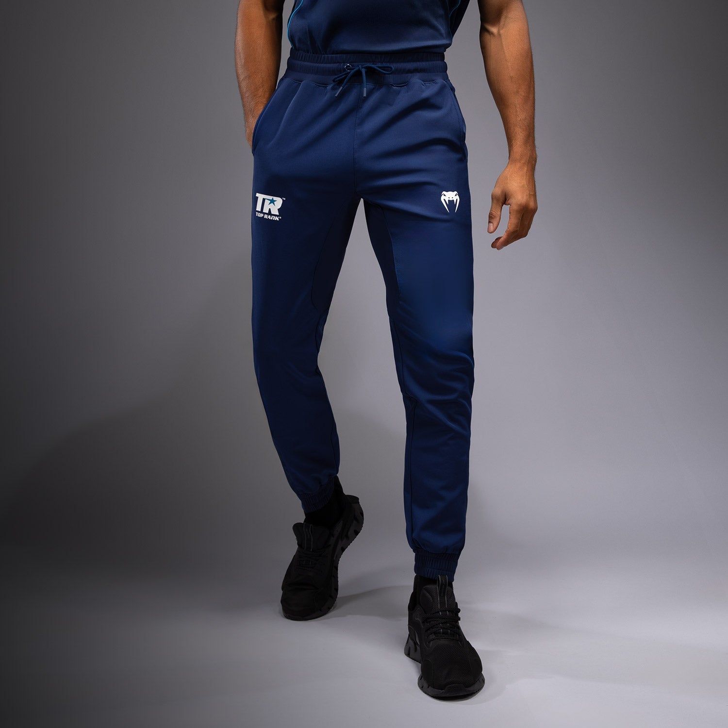 Venum x Top Rank Original Men's Performance Joggers - Navy Blue Athletic Training Pants for MMA, Boxing & Gym Workouts