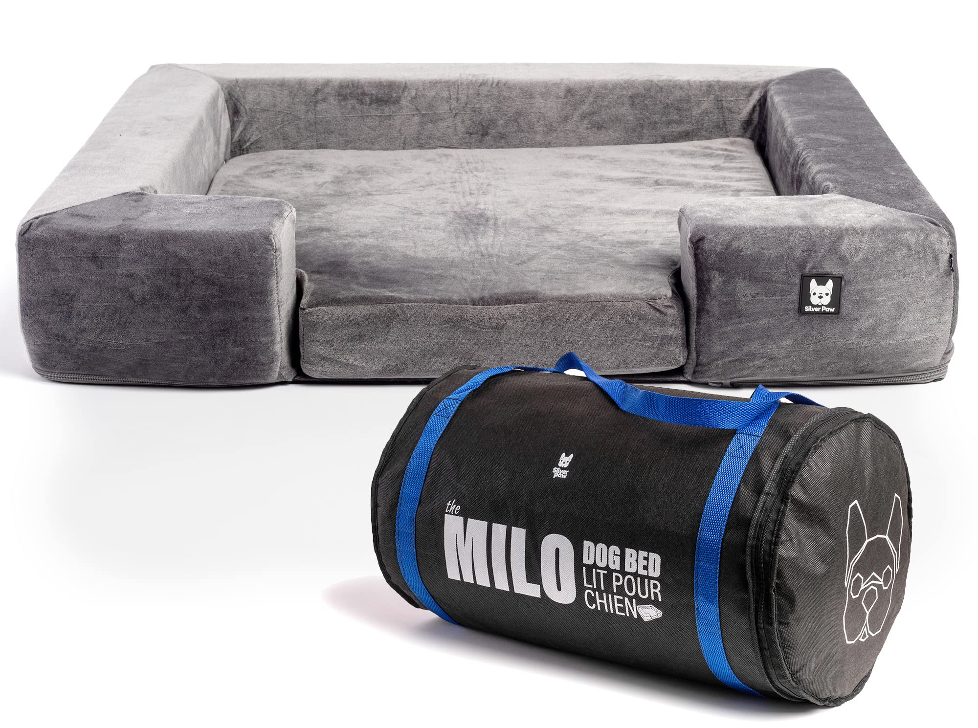 **Milo Dog Sofa Bed for Medium to Large Dogs – Washable Removable Cover, Plush Galaxy Velvet Fabric, Portable Duffle Bag – Perfect for Home, Travel & Crate Comfort**