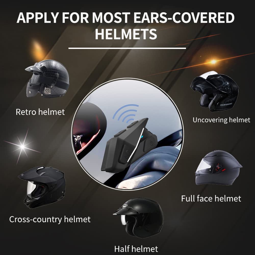 OBEST Motorcycle Bluetooth Helmet 5.0 - Waterproof Motorbike Headset with High Sound Quality, Stable Signal & Thin Speaker - Long Battery Life for Hands-Free Calls & Music - Perfect for Biking, Skiing & Travel Adventures
