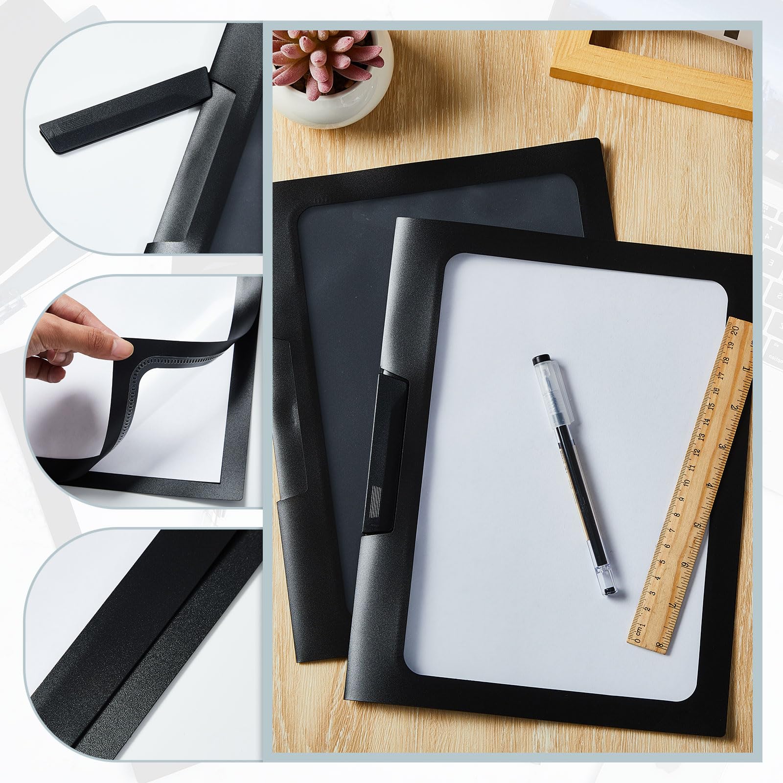 Yeaqee 25-Pack Clear Plastic Report Covers with Sliding Bar Clip - Letter Size (9 x 11.4 Inch) Black Presentation Folders for Documents, Resumes & Office Organization - Perfect for Business Meetings, School Projects & Professional Portfolio Binders