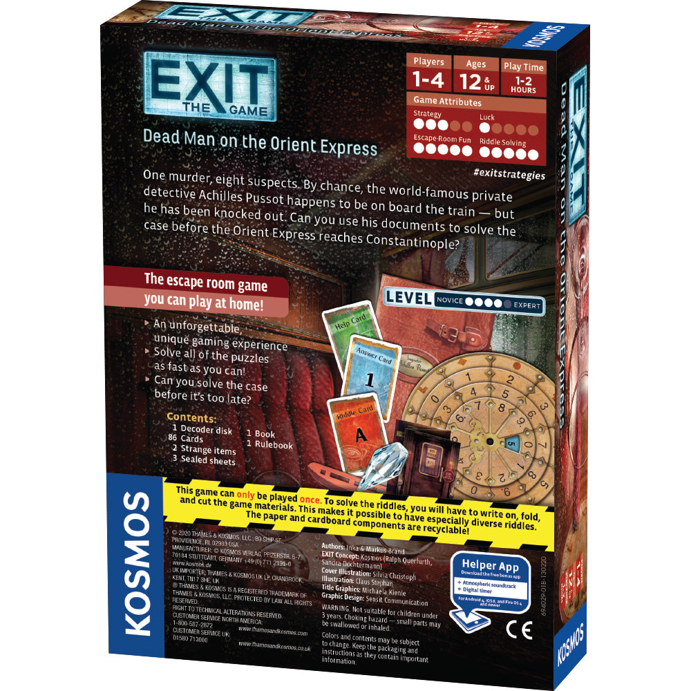 EXIT: Dead Man on the Orient Express - Escape Room Board Game | Mystery Puzzle Adventure for Adults & Teens | Perfect for Game Nights & Parties