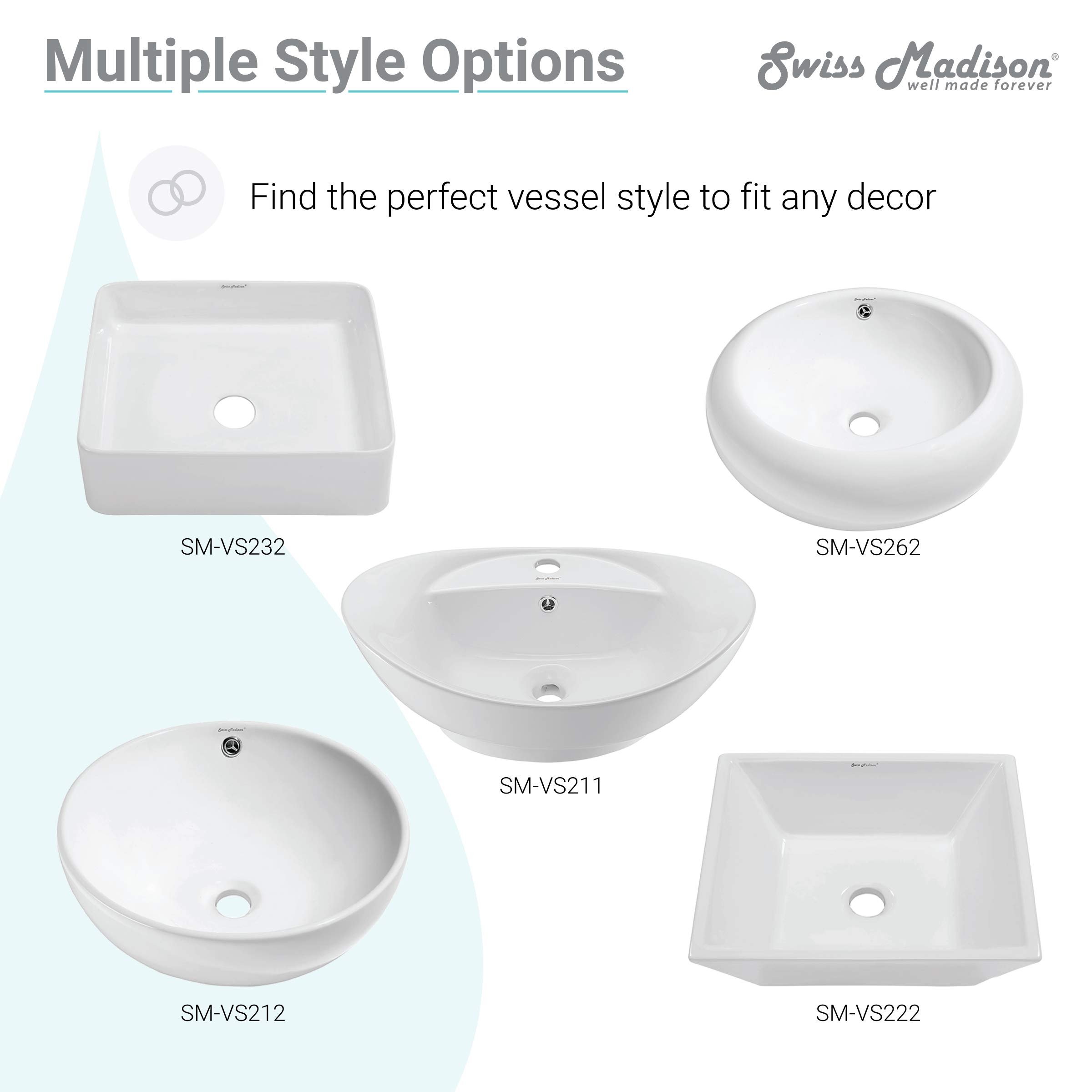 Swiss Madison SM-VS275 28-Inch White Ceramic Vessel Bathroom Sink - Modern Above Counter Basin for Vanity, Powder Room & Luxury Bathroom Decor
