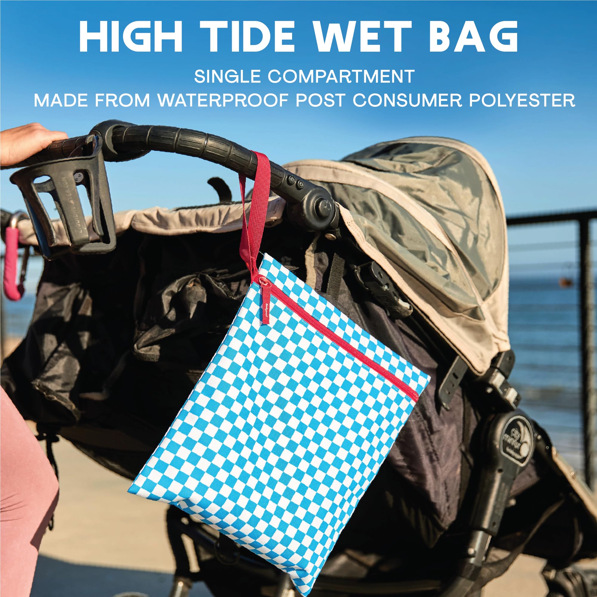Waterproof Wet Bag for Swimsuits, Travel & Baby Essentials - Reusable Compact Organizer for Dirty Laundry, Cloth Diapers, Gym & Beach - Lightweight Storage Pouch (Electric Blue Checkered) - Perfect for Pool, Yoga & On-the-Go Parents