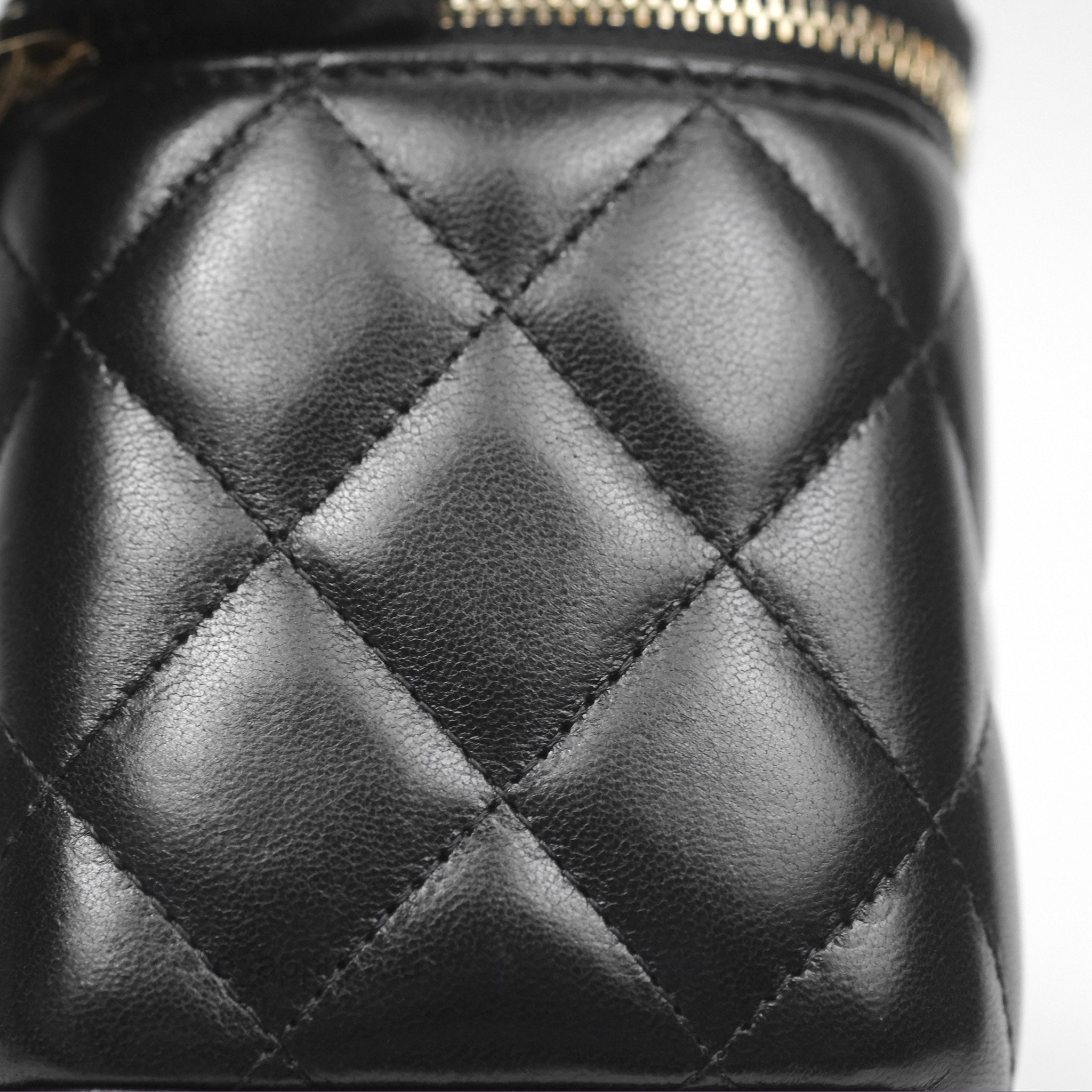Chanel Black Lambskin Adjustable Chain Slide Vanity with Aged Gold Hardware - Perfect for Travel, Home Organization & Luxury Makeup Storage