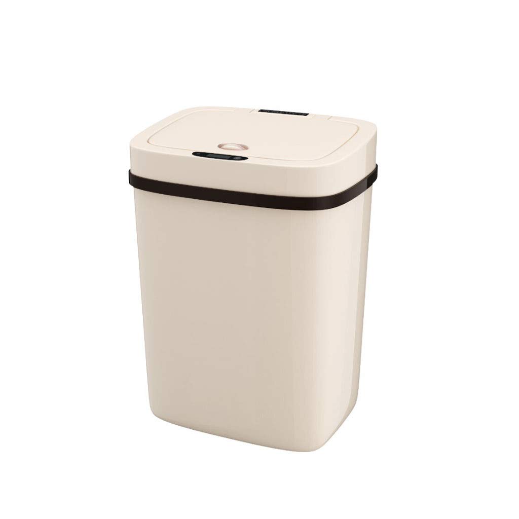 Automatic Sensor Trash Can - Smart Induction Kitchen & Bathroom Garbage Bin with Hands-Free Motion Sensor, 17L Capacity, Beige | Perfect for Home, Office, Dorm & RV Use