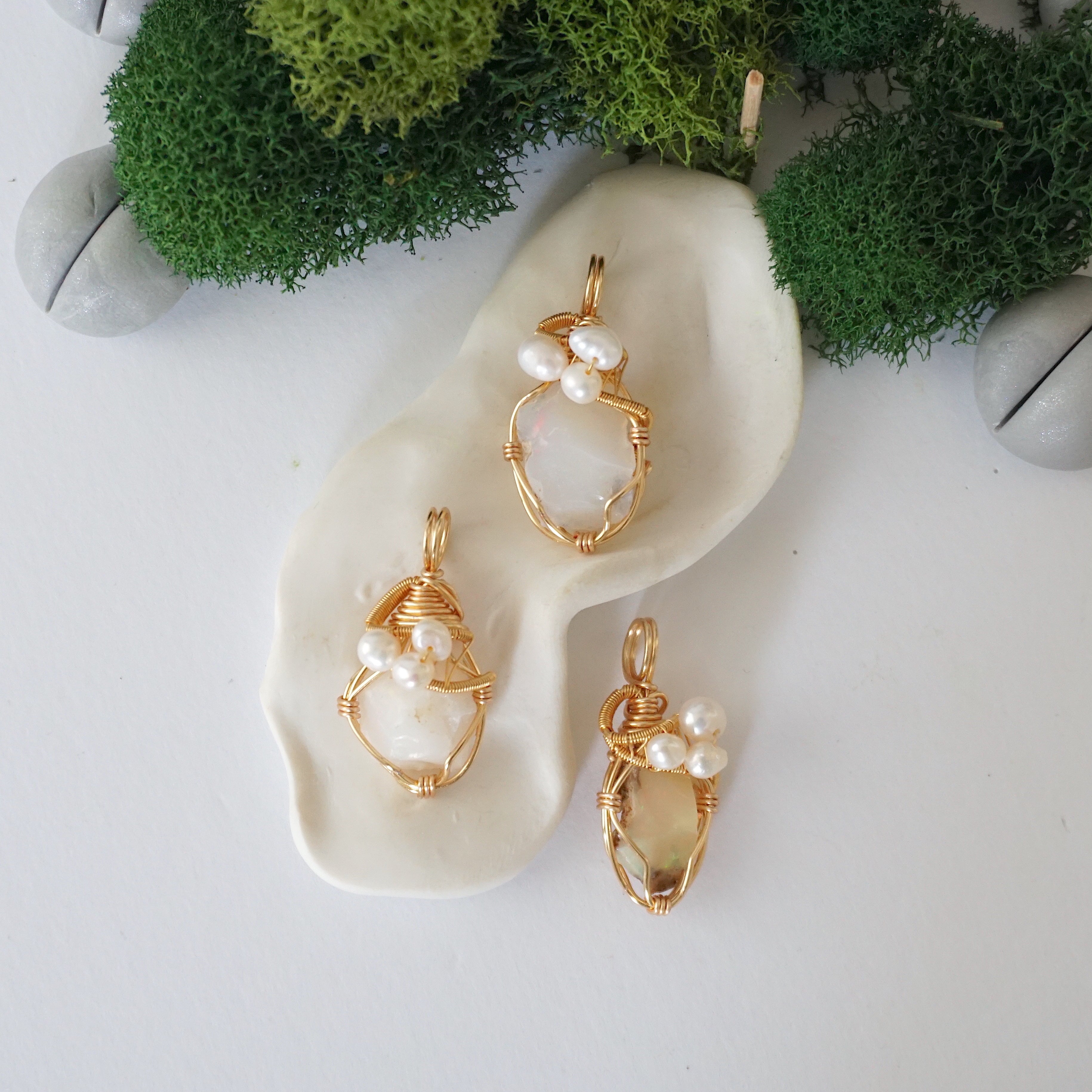 Fire Opal and Pearl Necklace - 14K Gold Plated Elegant Jewelry for Women | Perfect for Weddings, Parties & Special Occasions