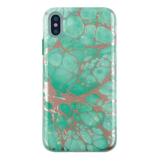 Turquoise Rose Gold Chrome iPhone Case - Stylish Protective Cover for iPhone 13/14/15 Pro Max - Trendy Fashion Accessory for Women & Girls - Perfect for Everyday Use, Travel & Gifting