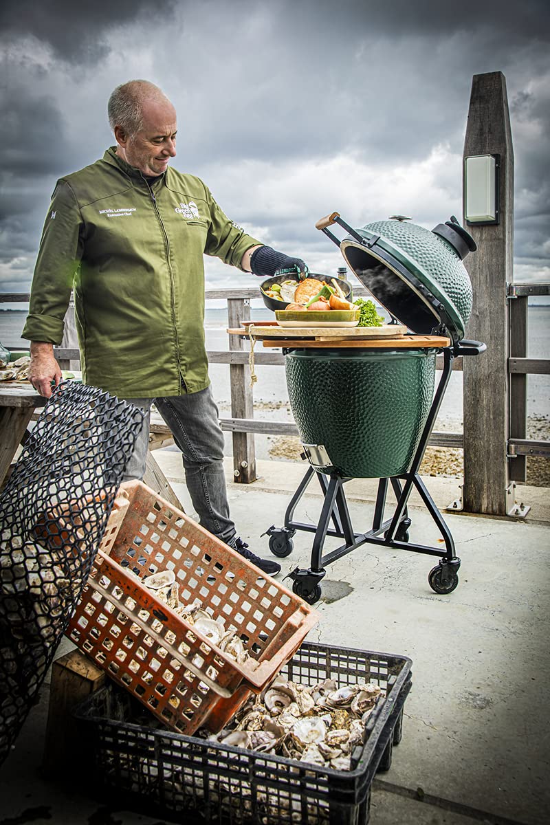 Big Green Egg Large L IntEGGrated Rolling Nest with Handler - Premium Ceramic Charcoal Grill for Outdoor Cooking, BBQ, Smoking & Grilling - Perfect for Backyard, Patio, and Camping Use