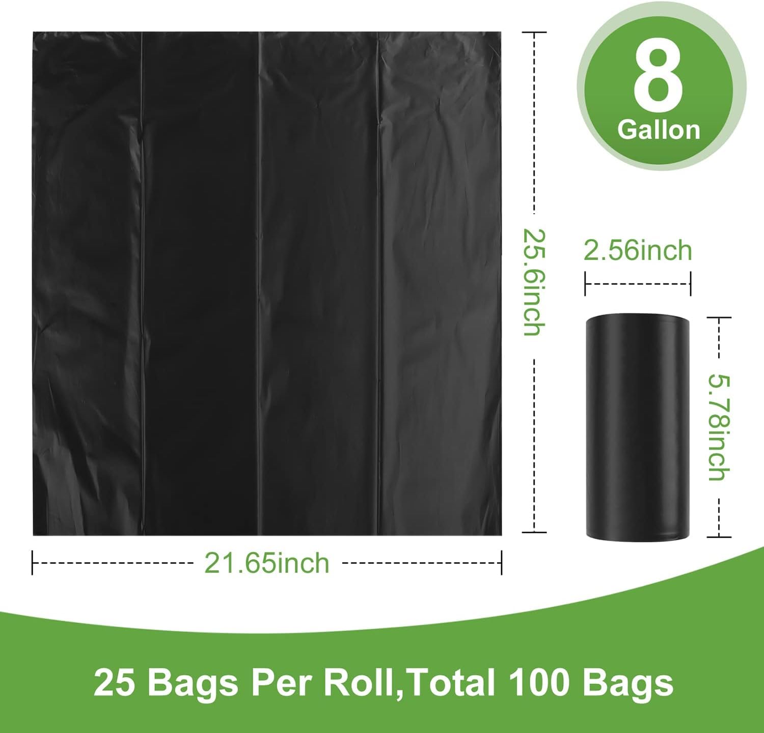 100 Biodegradable Portable Toilet Bags - 8 Gallon Drawstring Waste Bags for Camping, Hiking & Travel - Fits 5-8 Gallon Bucket Toilets - Eco-Friendly Emergency & Outdoor Sanitation Solution (Perfect for RV Trips, Road Trips & Disaster Preparedness)