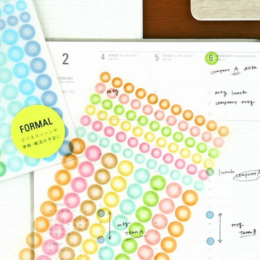 Hightide Clear Dot Stickers for Hobonichi Techo Planner - Perfect for Journaling, Scrapbooking & Bullet Journal Organization