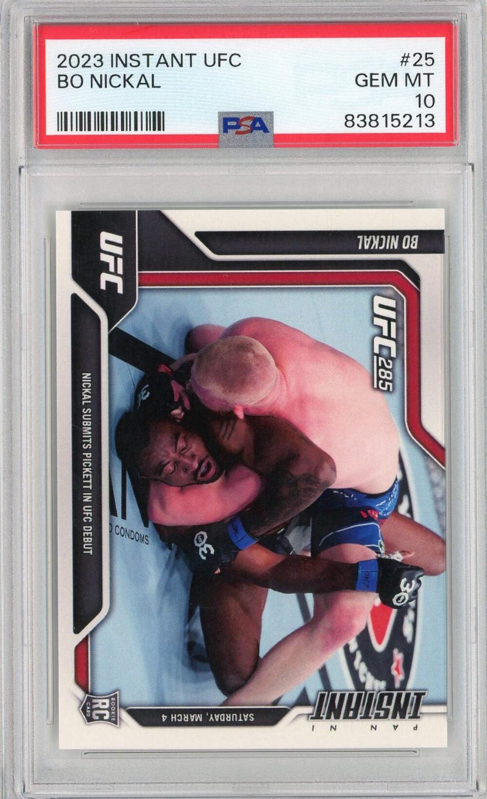 2023 Instant UFC Bo Nickal #25 Rookie RC PSA 10 Gem Mint UFC MMA Trading Card - Perfect for Collectors, Sports Memorabilia & MMA Fans Display