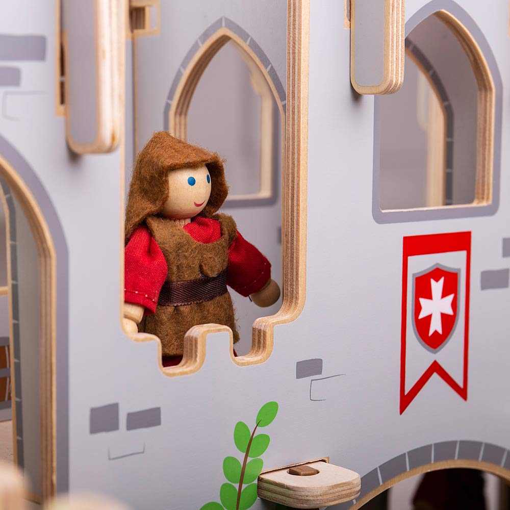 Bigjigs Toys King George's Wooden Castle - Premium Wooden Toy Castle for Kids Ages 3-5 | Knights & Pretend Play Set | Educational Dollhouse for Imaginative Play | Perfect Gift for Birthday & Christmas