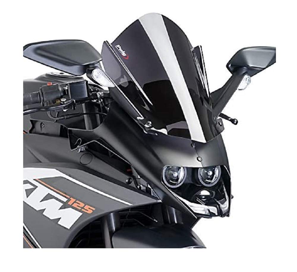 Puig RC 125 14-17 Double Bubble Windscreen - Dark Smoke Motorcycle Windshield for Improved Aerodynamics & Riding Comfort - Perfect for Sport Bikes & Commuting