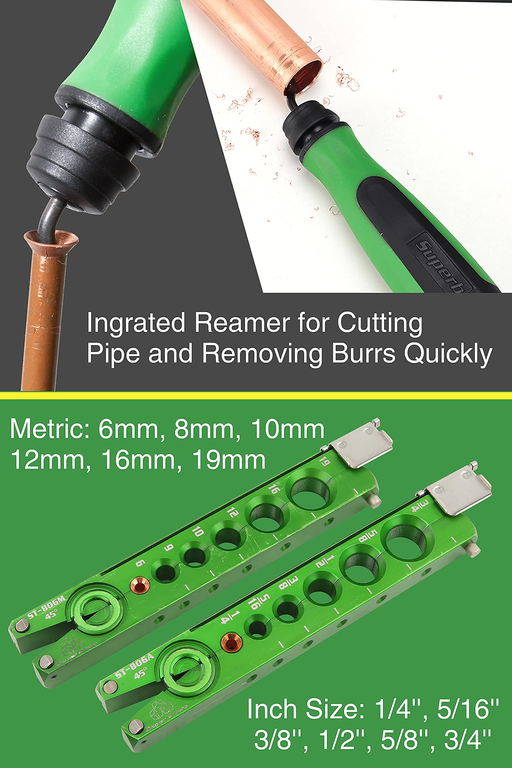 Super Stars 1/4in - 3/4in Single Flare Tool Kit | 45° Eccentric HVAC Flaring Tool with Pipe Cutter | 5-in-1 Copper Tube Pipe Flaring Set for Automotive AC & Refrigeration Repairs