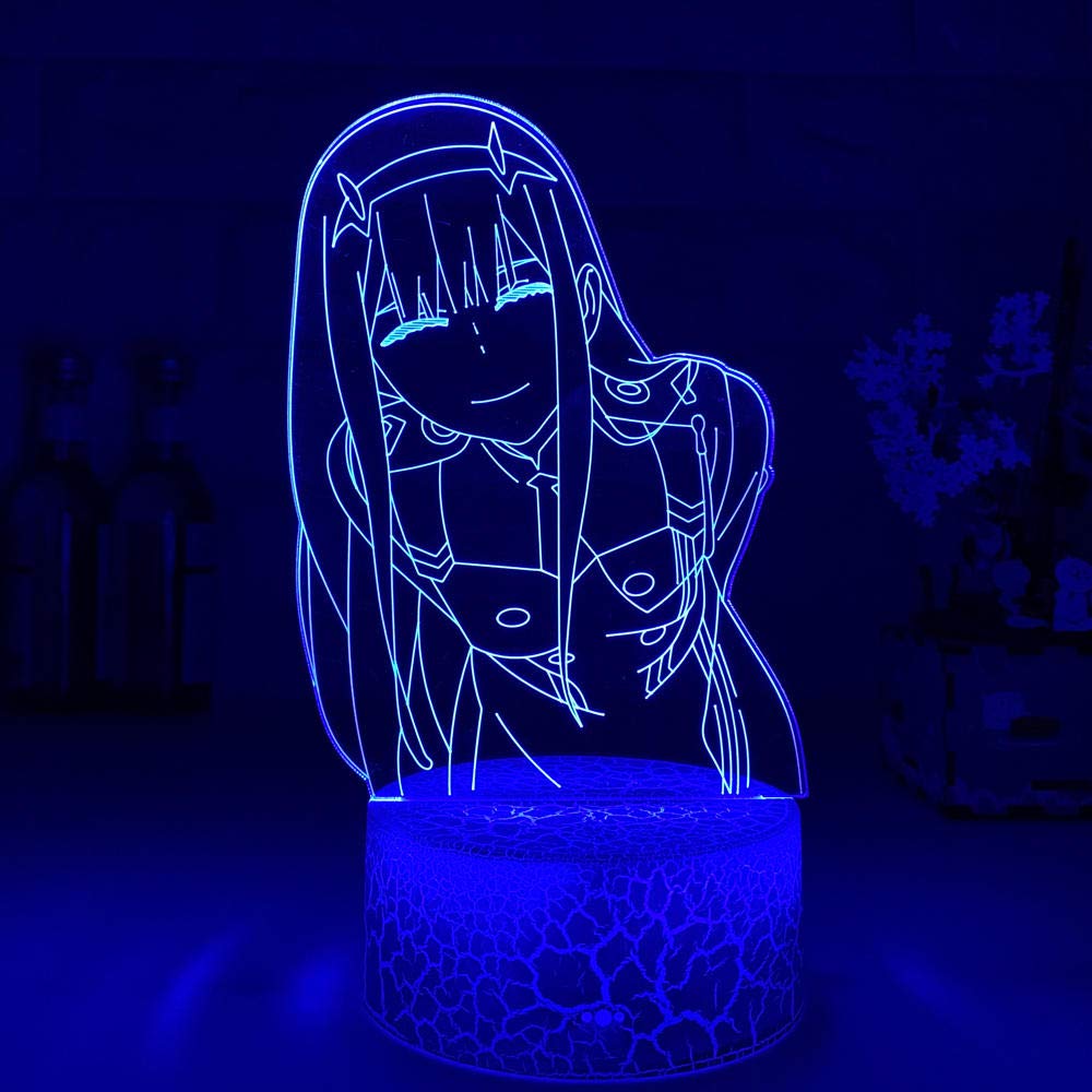 3D Anime Waifu Table Lamp - Lava Lights Zero Two Figure from Darling in The Franxx, 7 Color Changing Touch Control Mood Light for Bedroom Decor, Kids Room & Baby Sleeping Night Light