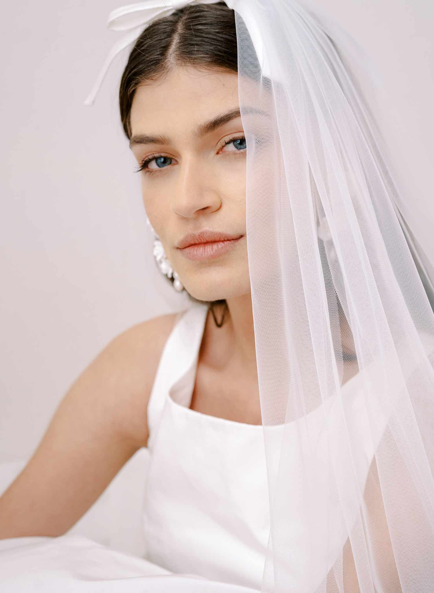 Elegant Whisper Chapel Veil with Silk Bow - Style #2369 | Perfect for Weddings, Bridal Accessories & Formal Events