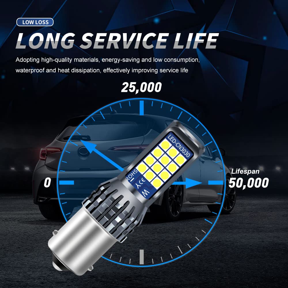 Teguangmei 1156 LED Brake Light Bulb - Super Bright 24-SMD White BA15S 7506 1141 1003 P21W LED Bulbs for Cars & Trucks - Replacement for Tail Brake Stop Backup Reverse Lamps (Pack of 2) - Perfect for Night Driving & Enhanced Vehicle Safety