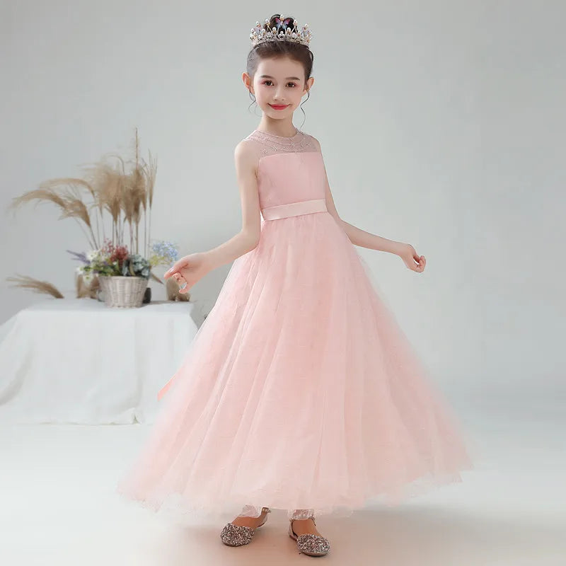 Sparkly Pink Tulle Flower Girl Dress for Wedding Party - Elegant Bridesmaid Gown for Special Occasions, Birthday & Pageant Events