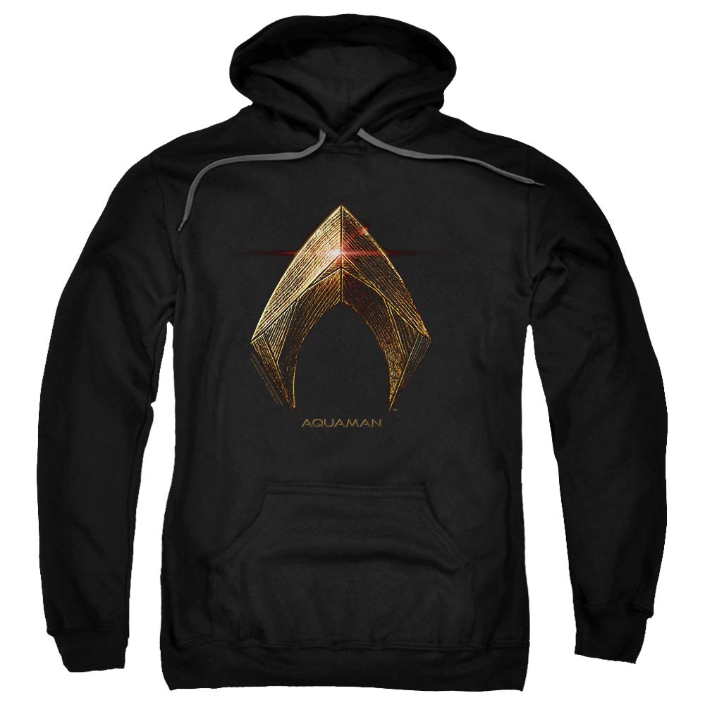 Justice League Movie Aquaman Logo Pullover Hoodie Sweatshirt with Stickers - Superhero Cosplay, Comic Con Costume & Casual Streetwear for DC Fans