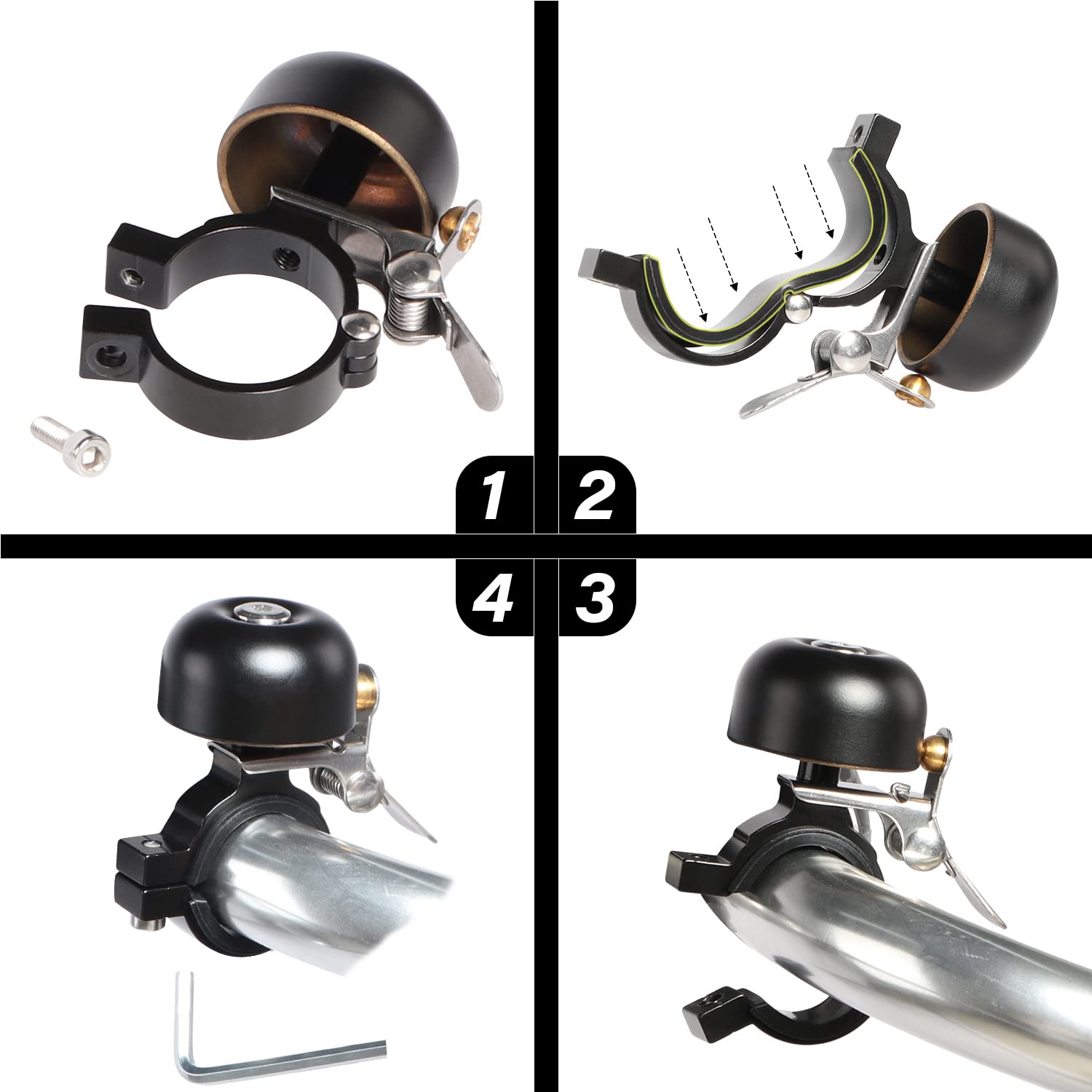 AVASTA Classic Brass Bicycle Bell - Loud Ringing Bike Bell for Road & Mountain Bikes, Durable Handlebar Bell with Multiple Color Options - Perfect for Commuting, Cycling Safety & Outdoor Adventures