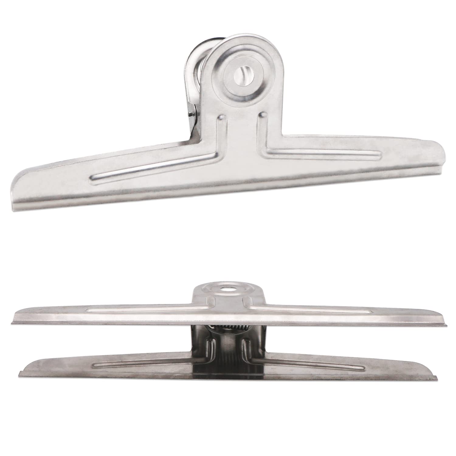 Extra Large Bull Clips 2 Pack - 12 Inch Jumbo Stainless Steel Paper Clamps for Drawing Boards, Posters & Bags - Heavy Duty Silver Office & Craft Supplies for Artists, Teachers & Professionals