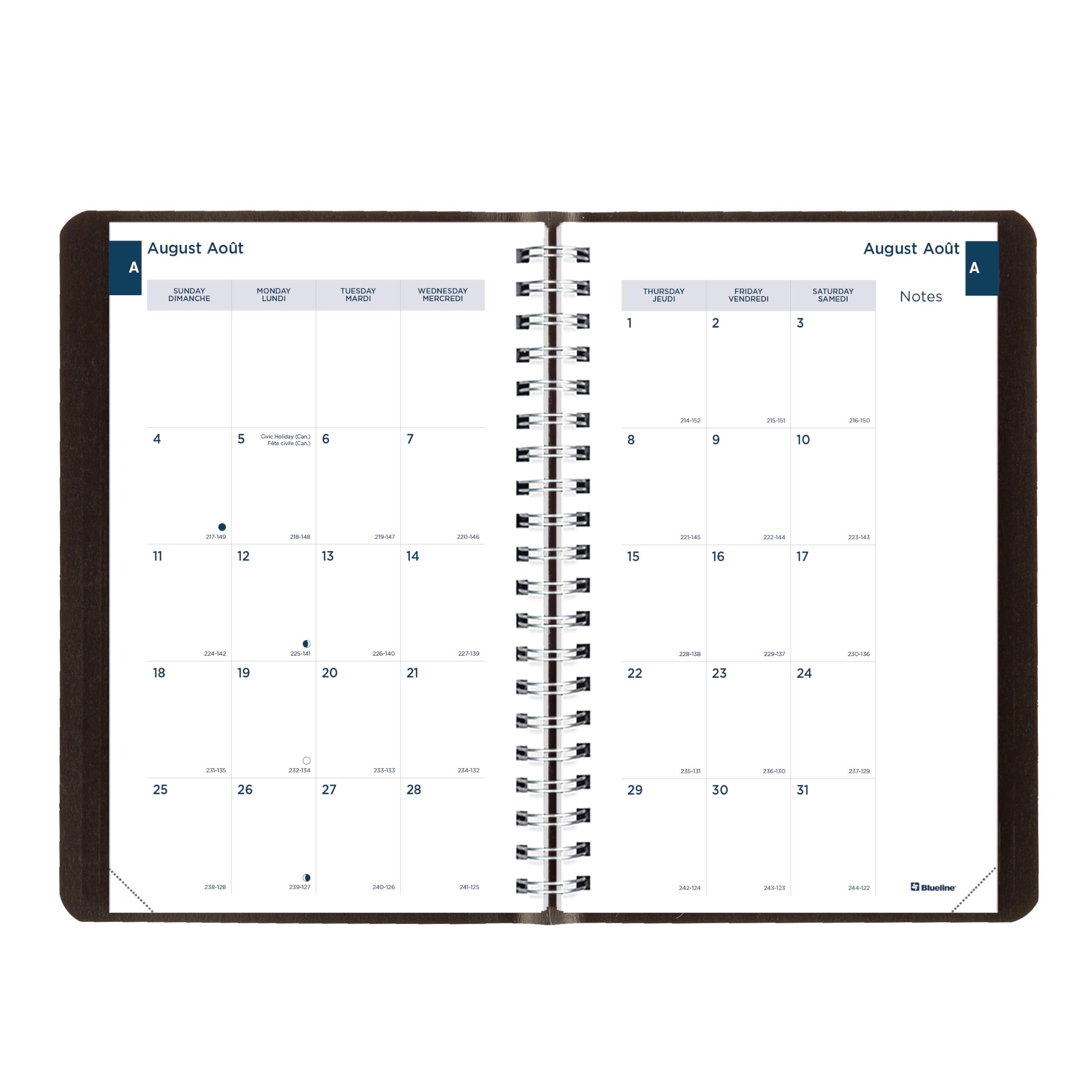 Blueline® 2024-2025 Academic Planner - August 2024 to July 2025, Twin-Wire Bound, Soft Vicuña Cover, 8