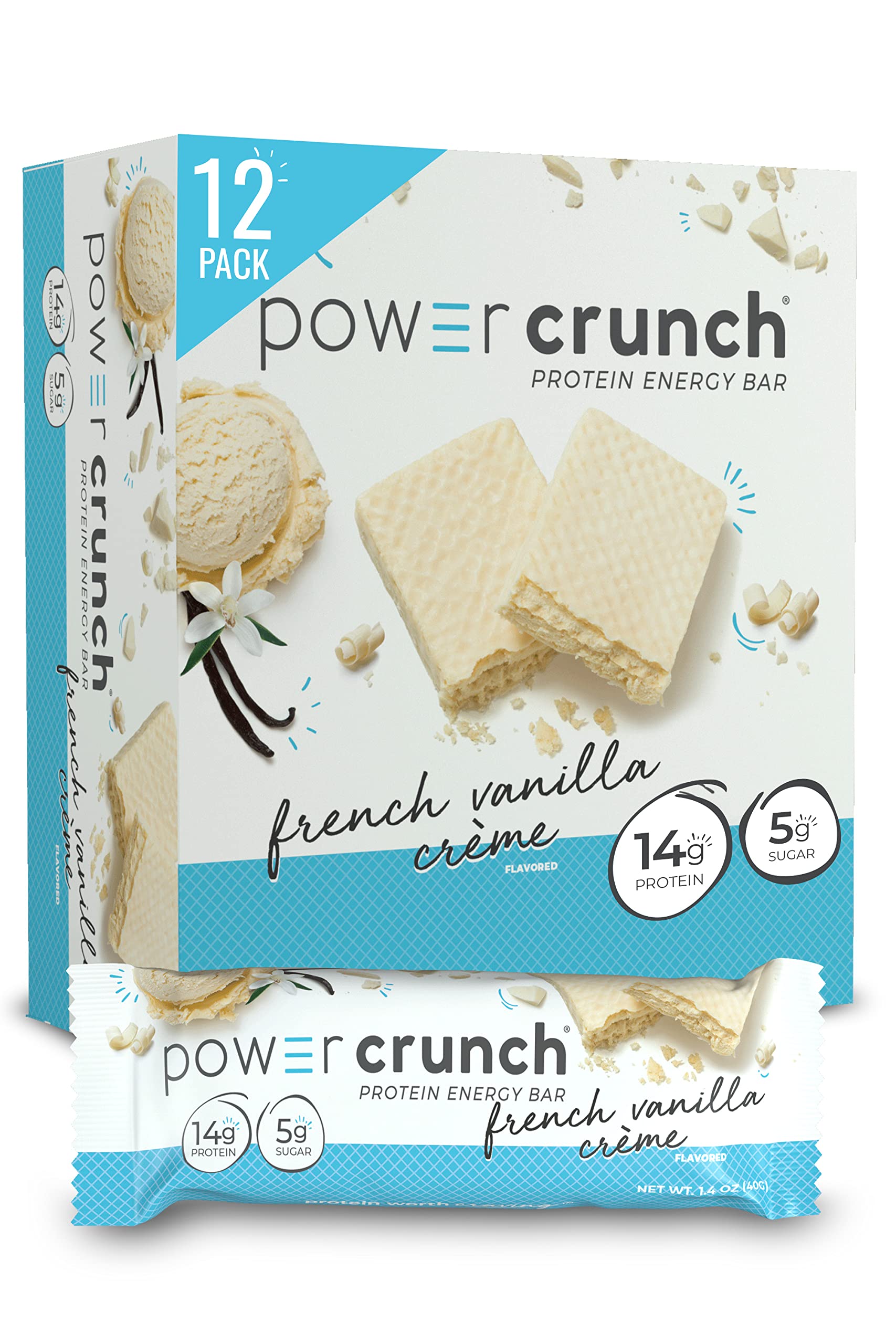 Power Crunch Protein Wafer Bars - French Vanilla & Triple Chocolate - High Protein Snack Bars (1.4oz, 12 Count) - Low Carb Keto Friendly Protein Snacks for Workout Recovery, Weight Loss & On-the-Go Energy