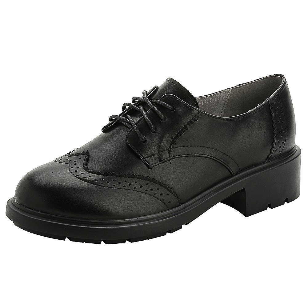Rismart Women's Oxford Dress Shoes - Genuine Leather Round Toe Lace-Up Brogues for Business & Formal Occasions - Perfect for Office, Interviews & Professional Events