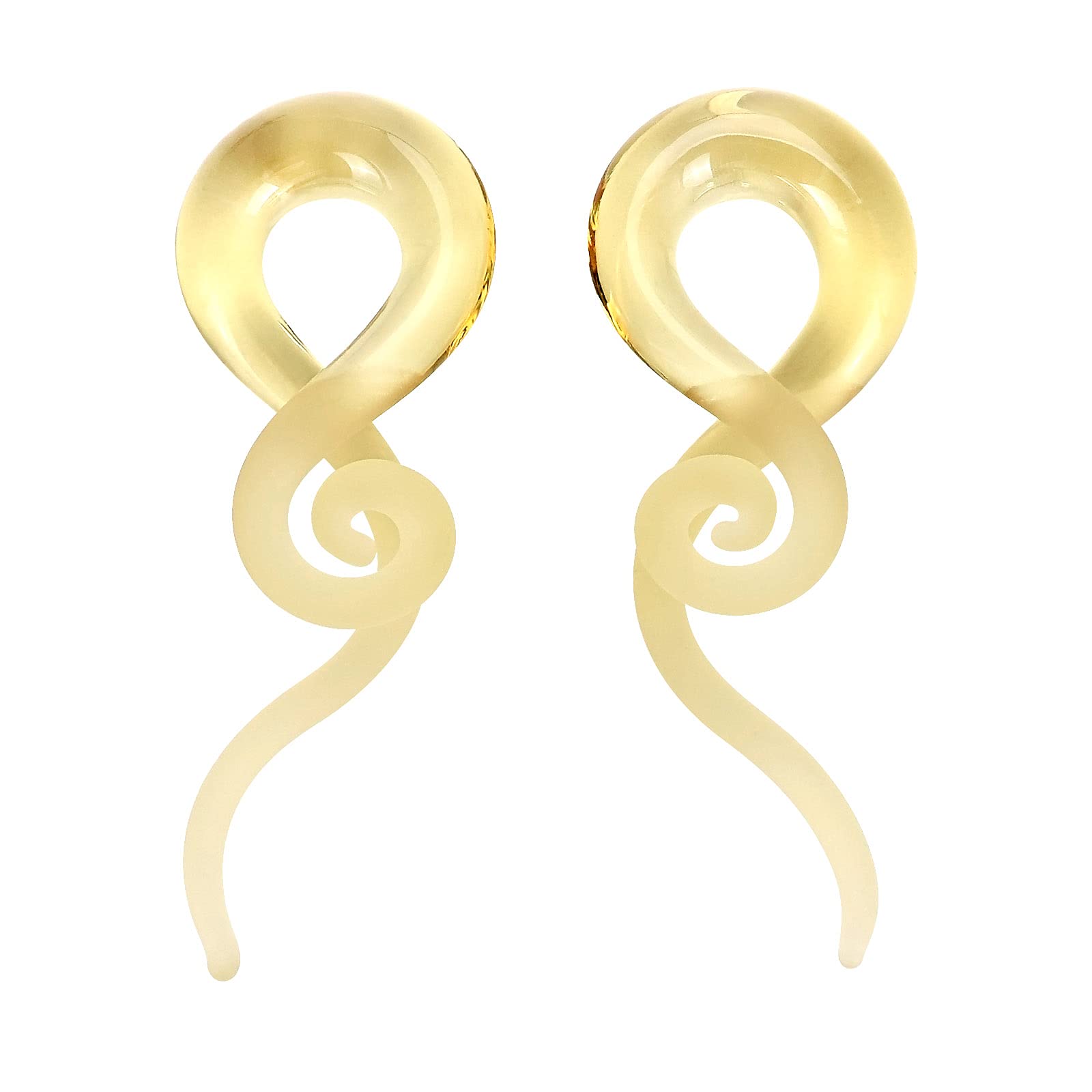 Oyaface 2 Pcs Spiral Glass Ear Plugs - Stretching Tapers & Tunnels for Ear Gauges - Perfect for Ear Piercing Jewelry & Body Modification | Great for Daily Wear, Parties, and Alternative Fashion