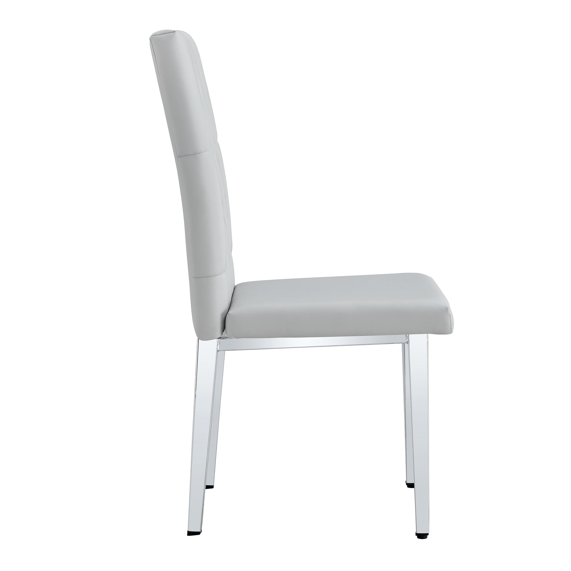 Modern 2-Piece Dining Chairs Set - Light Gray Fabric with Classic Checkered Buckle Design for Kitchen, Dining Room & Conference Room | Comfortable Seating for Home & Office Use