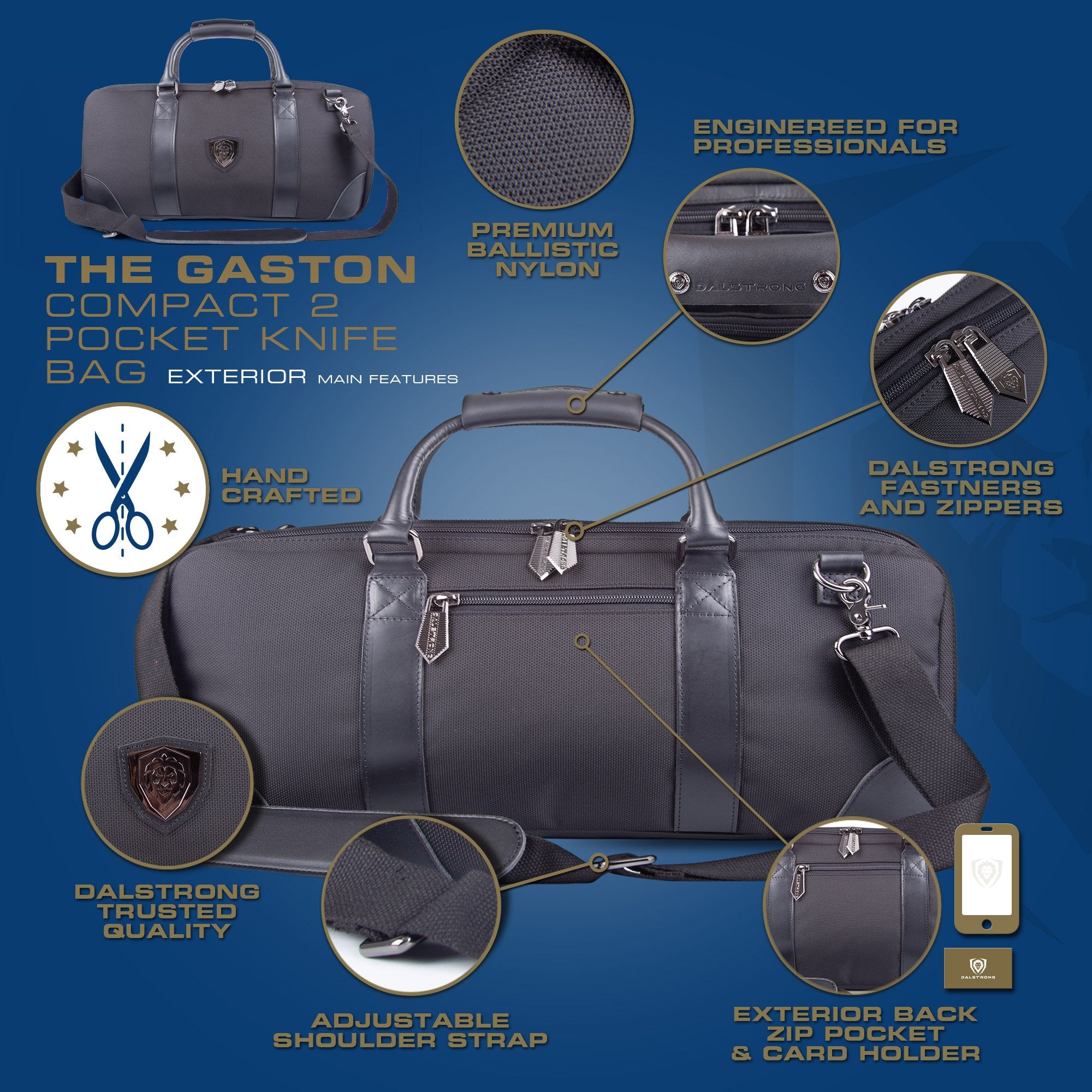 Dalstrong Compact 2-Pocket Knife Bag | Gaston Series | Perfect for Chefs & Outdoor Enthusiasts | Kitchen Knife Storage & Camping Gear Organizer