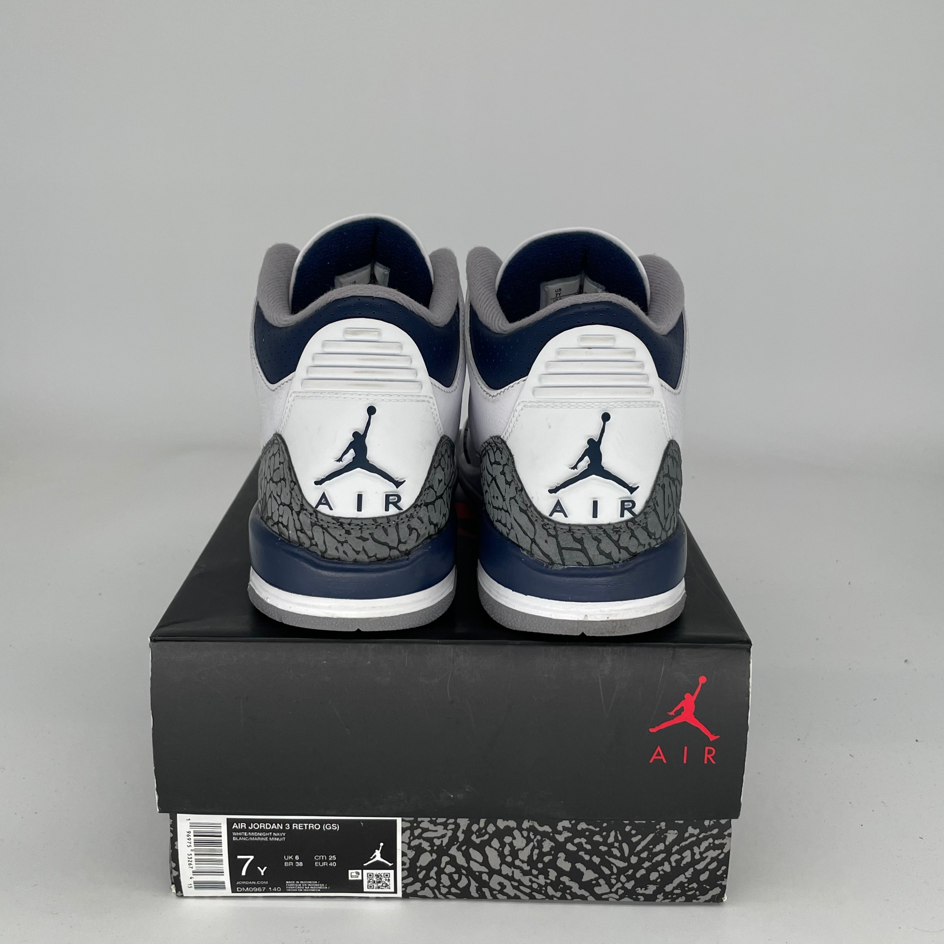 AIR JORDAN 3 MIDNIGHT NAVY Sneakers - Size 7Y (DM0967-140) - Men's Basketball Shoes for Casual Wear & Street Style
