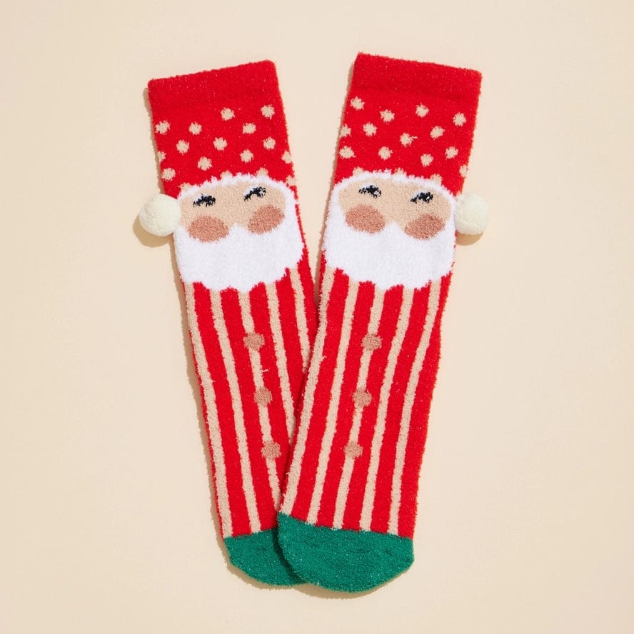 Santa Assorted 4 Pack Fuzzy Socks - Cozy Christmas Holiday Gifts for Women & Men - Perfect for Stocking Stuffers, Winter Warmth & Family Gatherings