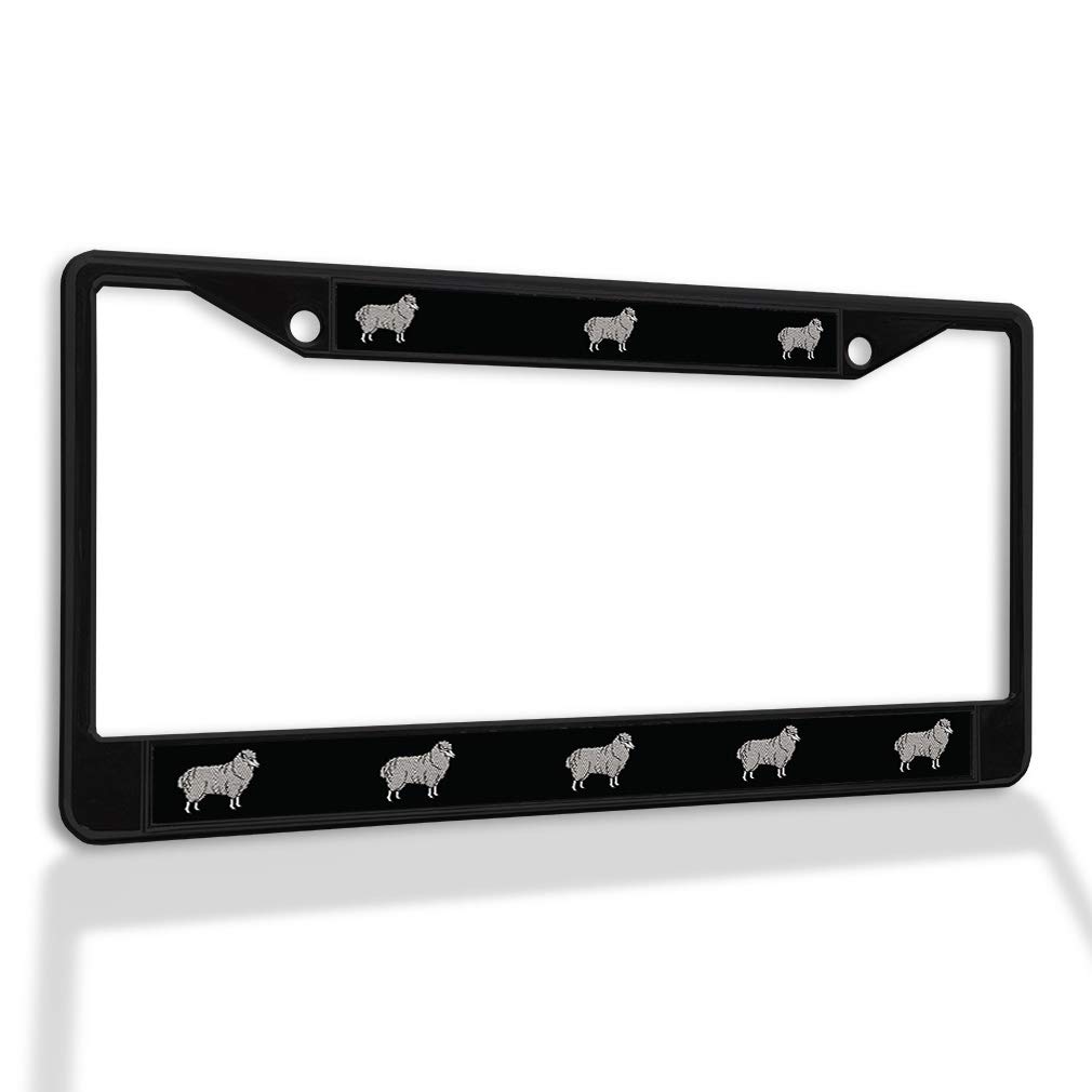 Premium Metal License Plate Frame with Sheep Design - Weatherproof & Durable Car Accessory (Black, 2-Hole Solid Insert) - Perfect for Cars, Trucks & SUVs