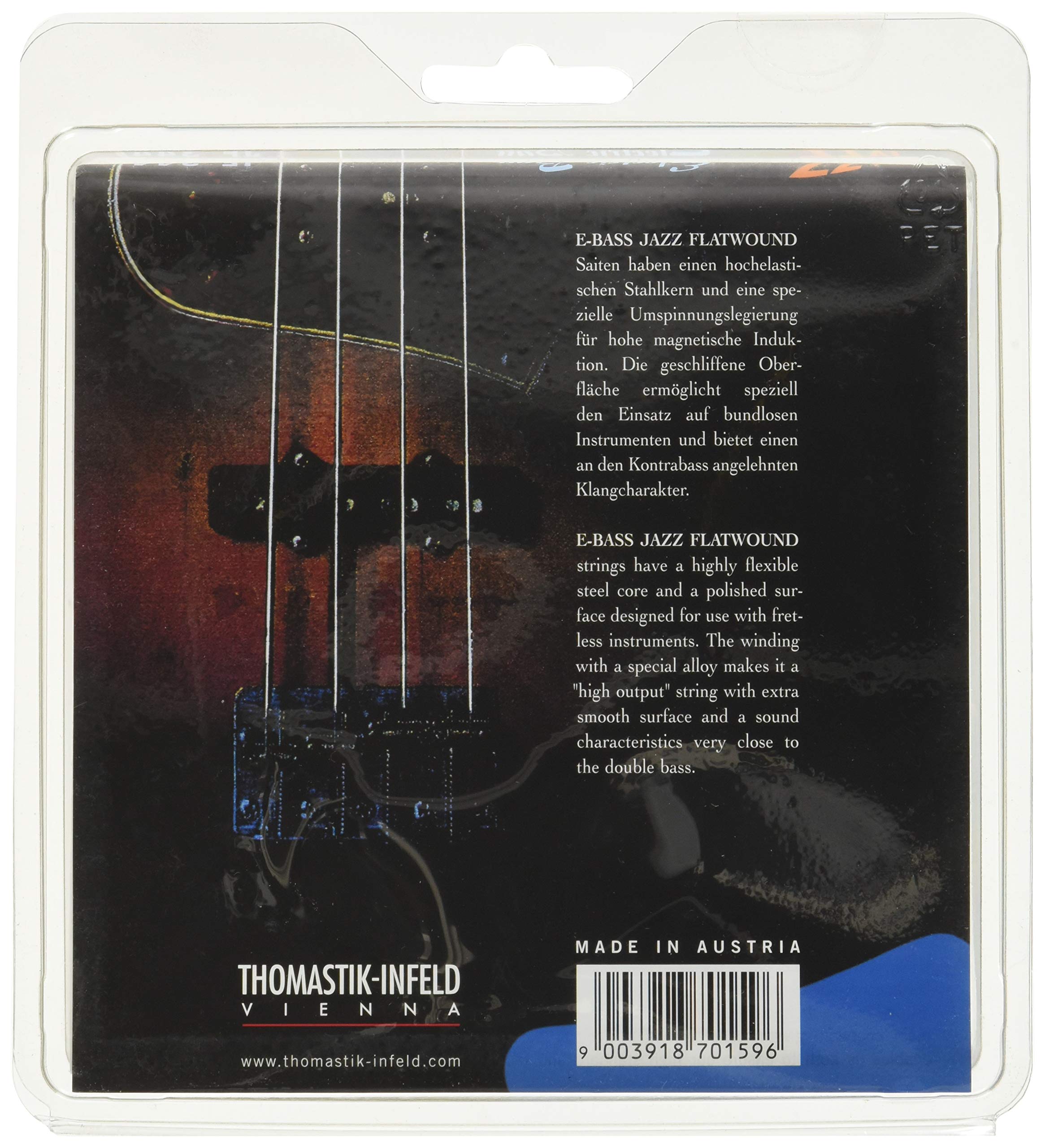Thomastik-Infeld Flatwound Bass Guitar Strings Set - JF34043/JF34056/JF34070/JF34100 for Rich Warm Jazz Tone - Premium Durable Vienna-Made Strings - Perfect for Jazz, Blues & Studio Recording
