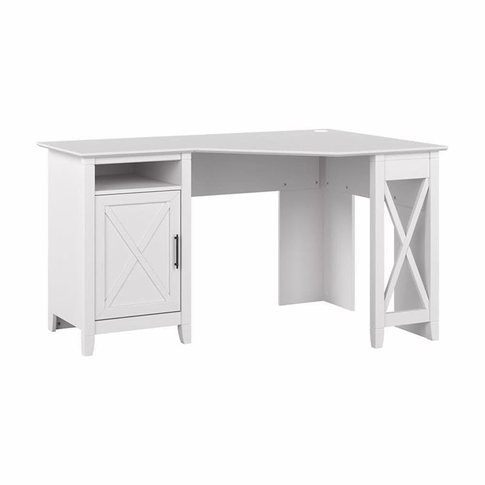 UrbanPro Corner Computer Desk with Storage in Pure White Oak - Engineered Wood Home Office Desk for Small Spaces, Study & Workstation Setup
