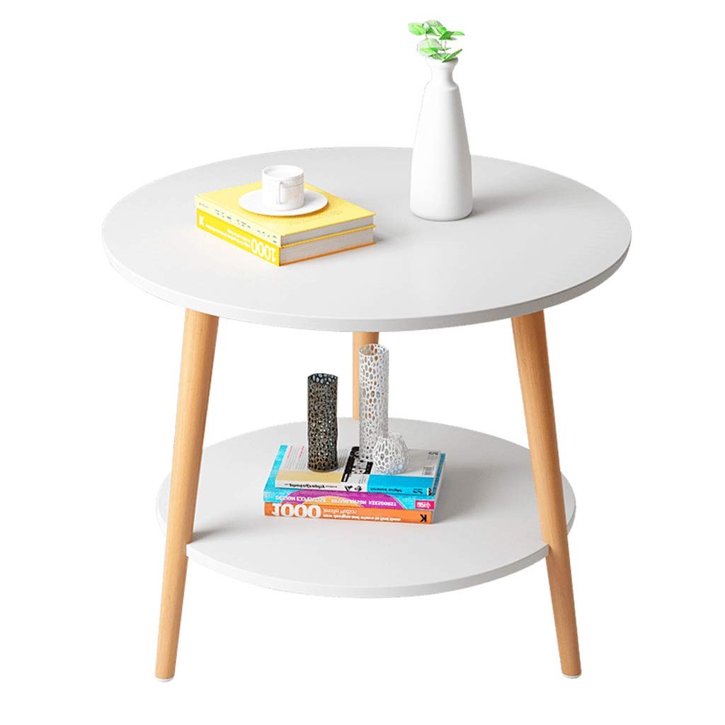 Modern Round Nightstand - Small Bedside Table for Bedroom, Living Room & Office - Anti-Skid Mini Side Table with Storage - White Teapoy End Table - Perfect for Reading Nook, Guest Room & Apartment Decor