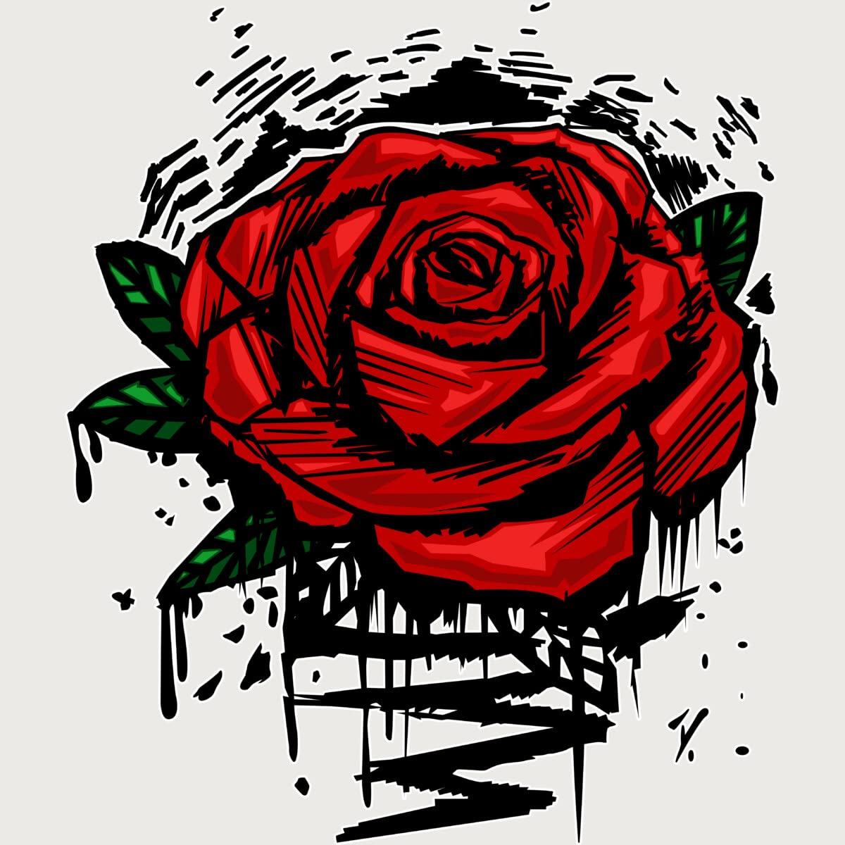 Design By Humans Junior's Rugged Rose by Adamzworld T-Shirt | Trendy Graphic Tee for Women | Perfect for Casual Wear, Street Style & Everyday Outfits