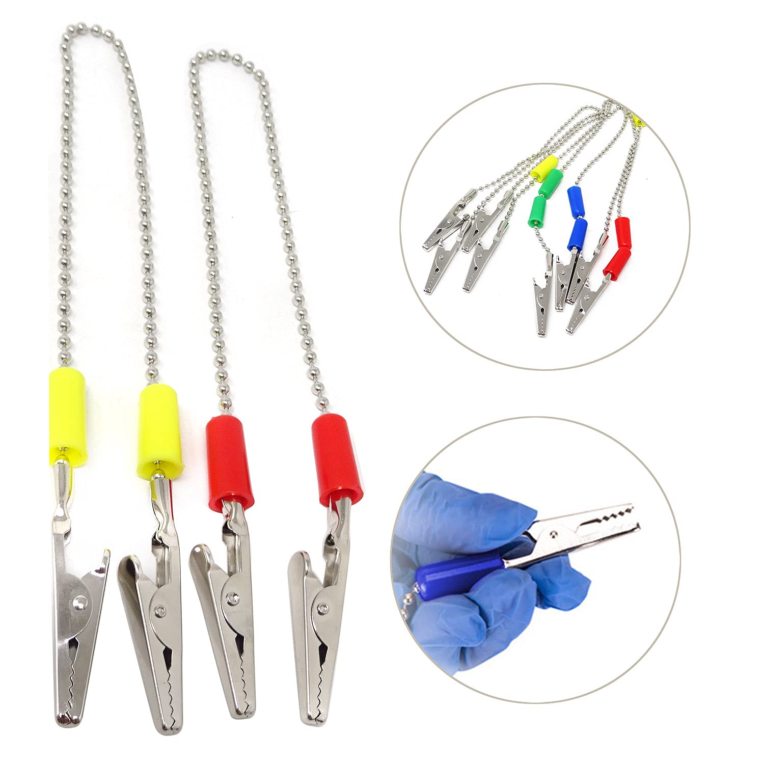 4PCS Dental Bib Holder Clips with Ball Chain - Disposable Napkin Clips for Dental Offices, Salons & Tattoo Parlors - Secure & Hygienic Patient Bib Fasteners