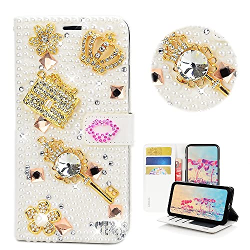 White, Diamond Key Girls Bag Crown Flowers Floral