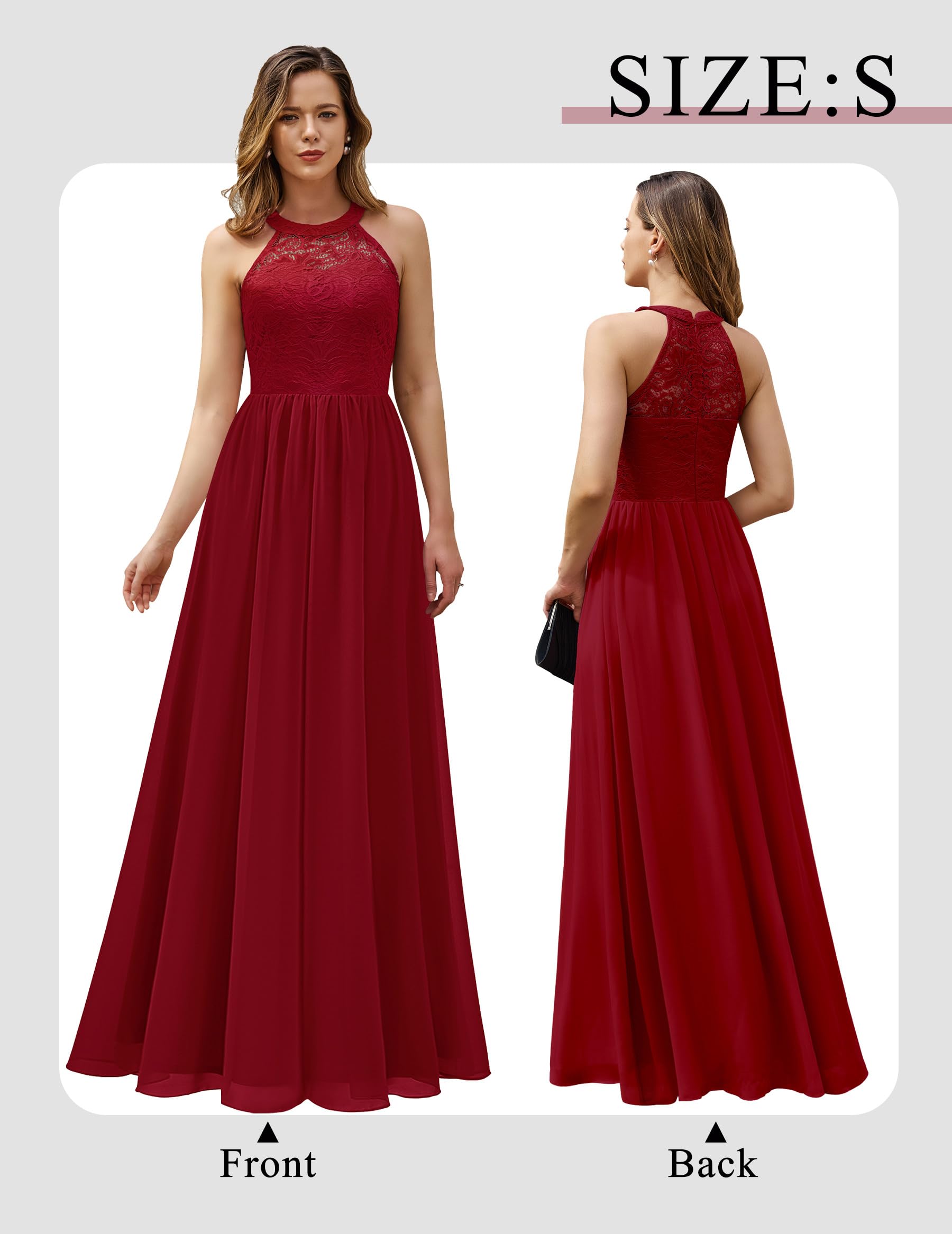 Wedtrend Women's Formal Prom Dress - Floral Lace Halter Long Gown for Bridesmaids & Evening Parties | Elegant Wedding Guest & Special Occasion Attire