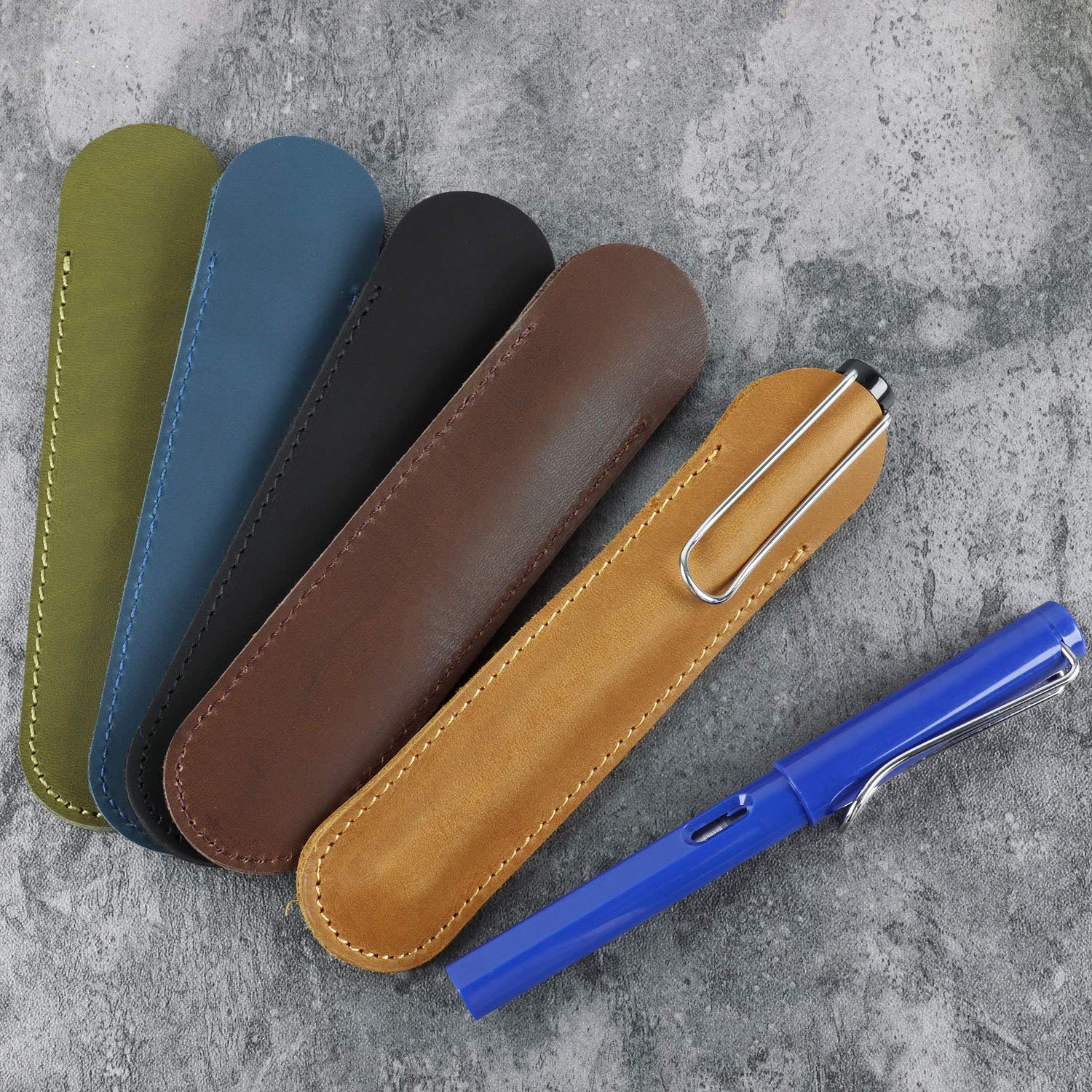 Leather Pen Case for Fountain Pens - Compact Protective Sleeve (15cm) for Office & Travel
