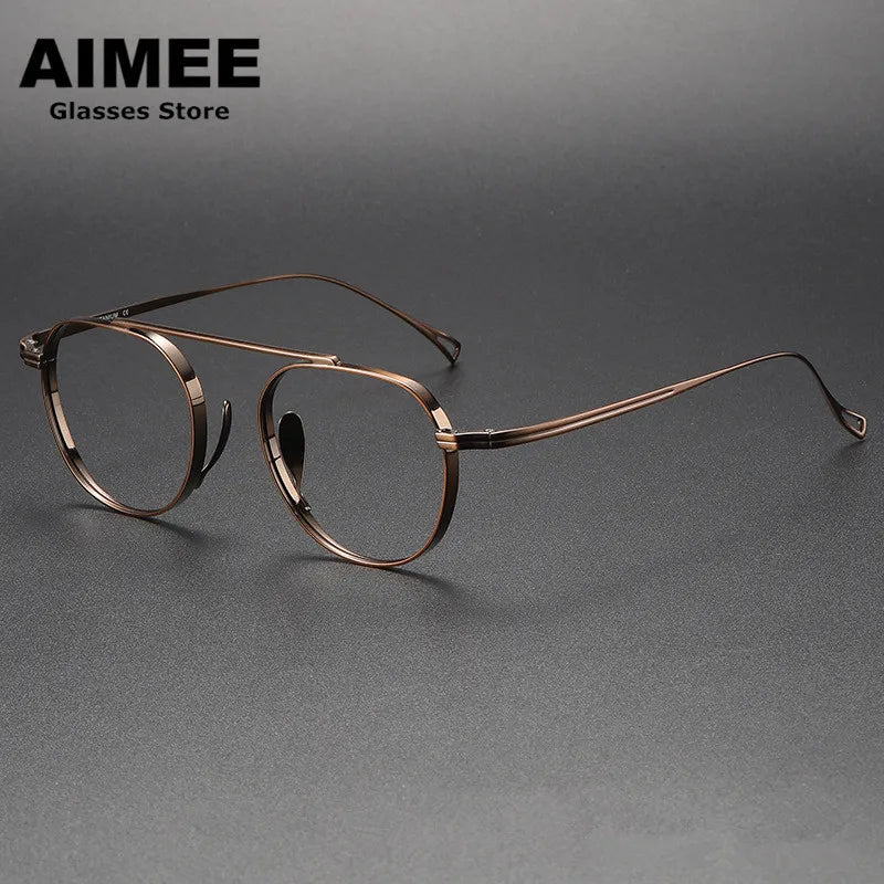 Aimee Unisex Full Rim Oval Browline Titanium Eyeglasses Frame 9503 - Lightweight & Durable for Work, Reading & Fashion