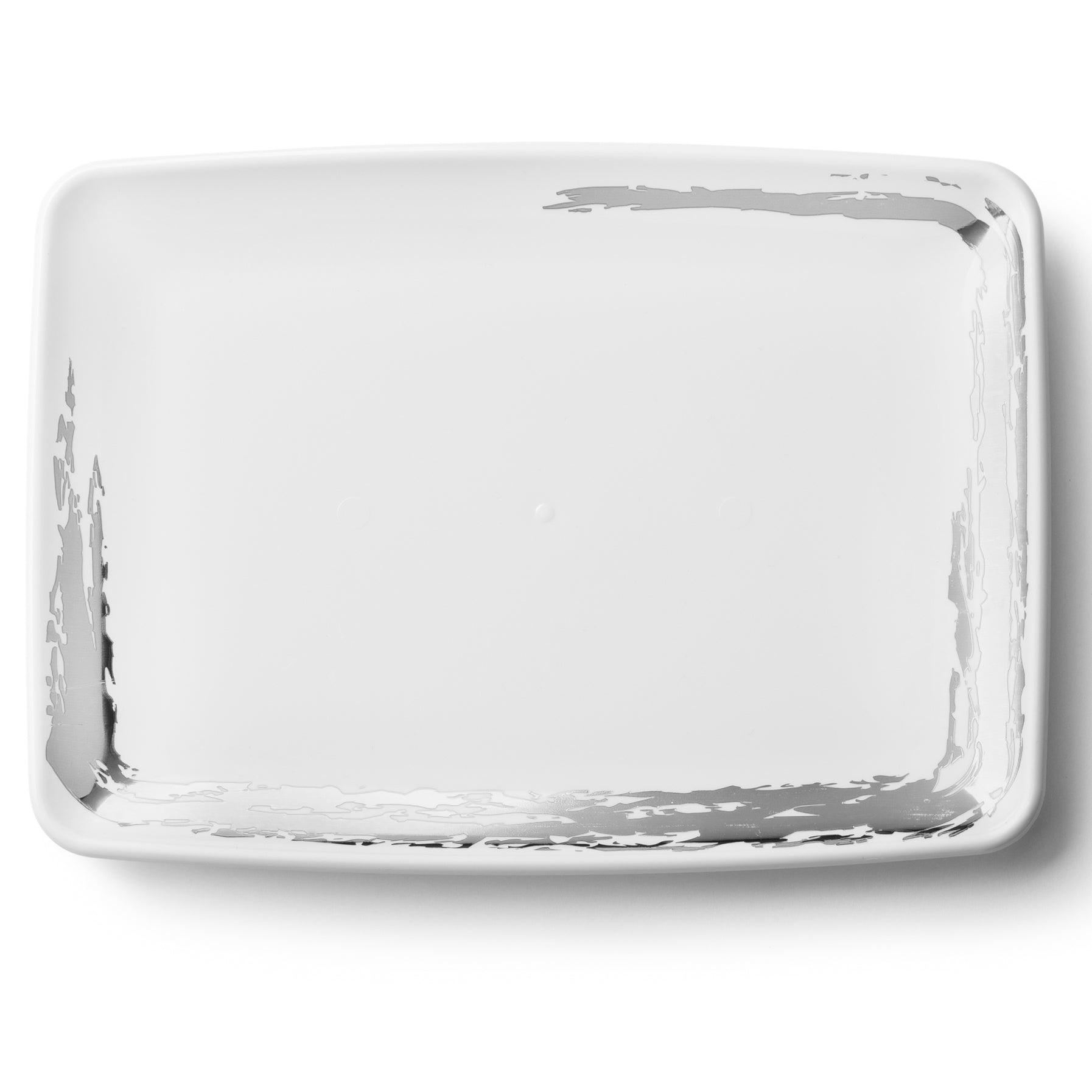 Premium White and Silver Rectangle Serving Dish Set - 2 Pack Elegant Platters for Dinner Parties, Buffets, and Holiday Entertaining