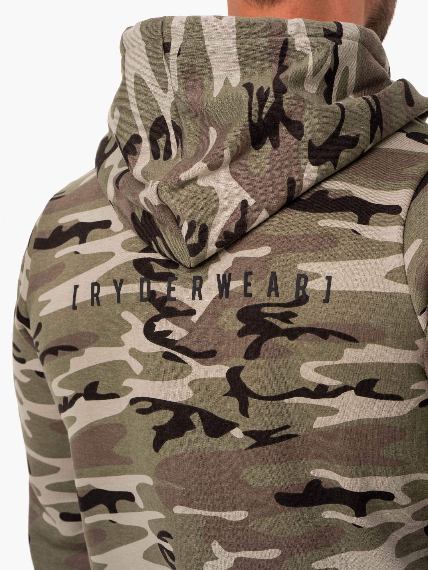 Camo Tech Pullover Hoodie for Men - Khaki Camouflage Hooded Sweatshirt | Outdoor Hunting, Hiking & Casual Wear
