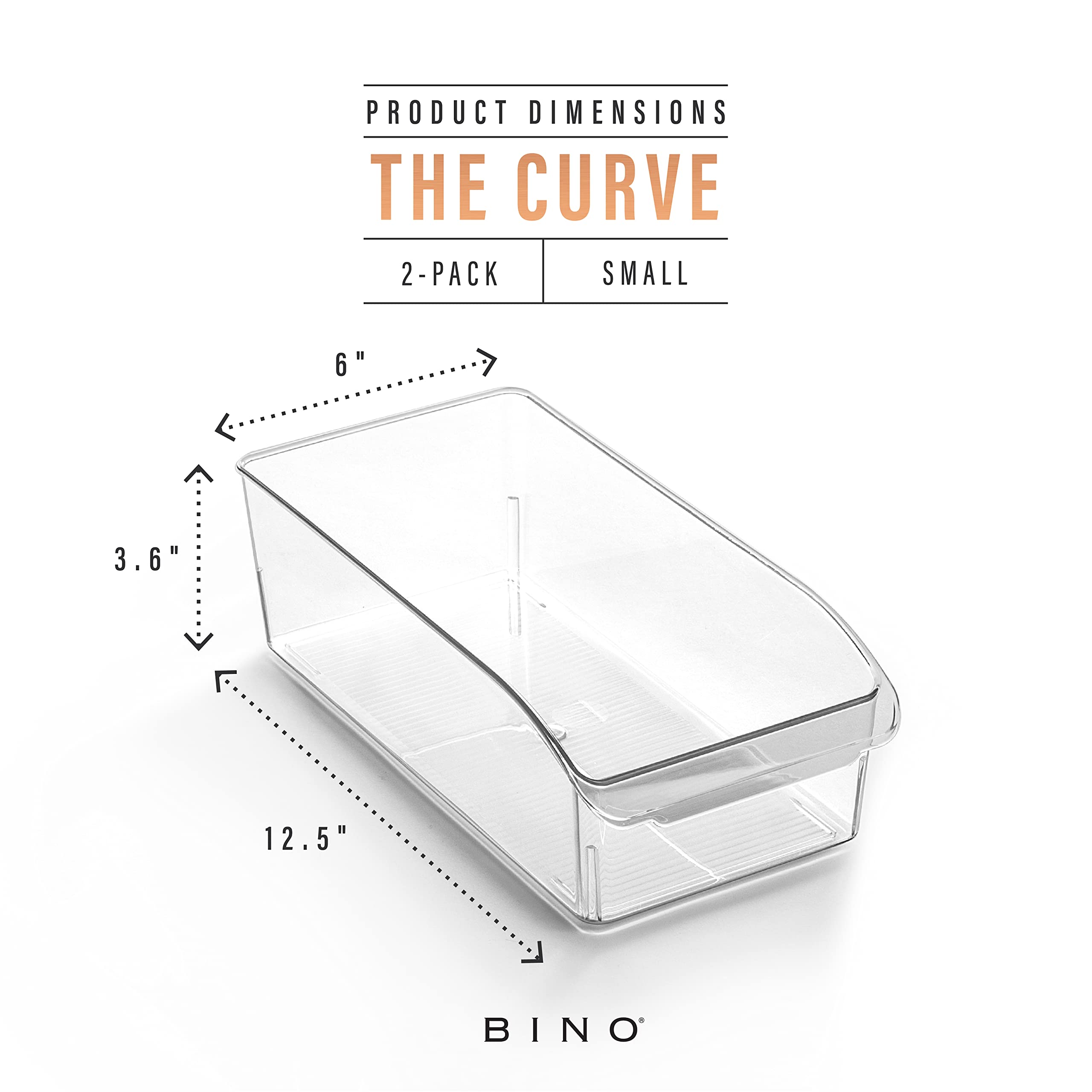 BINO Plastic Storage Bins Small - The Curve Collection | Multi-Purpose Organizer Bins for Kitchen, Pantry, Home & Fridge Organization | Space-Saving Storage Containers for Food, Toys & Closet Organization | Perfect for Home, Office & Dorm Room Storage Solutions