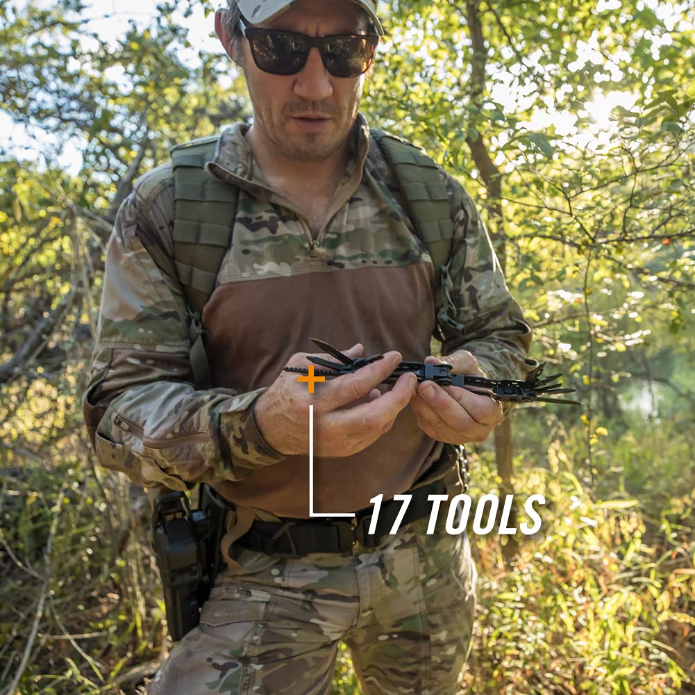 Gerber Gear Truss 17-in-1 Multi-Tool with Needle Nose Pliers, Pocket Knife, Screwdrivers & Bottle Opener - Compact EDC Tool for Camping, Hiking, Fishing & Survival - Perfect Gift for Men & Outdoor Enthusiasts - Includes Molle-Compatible Black Sheath